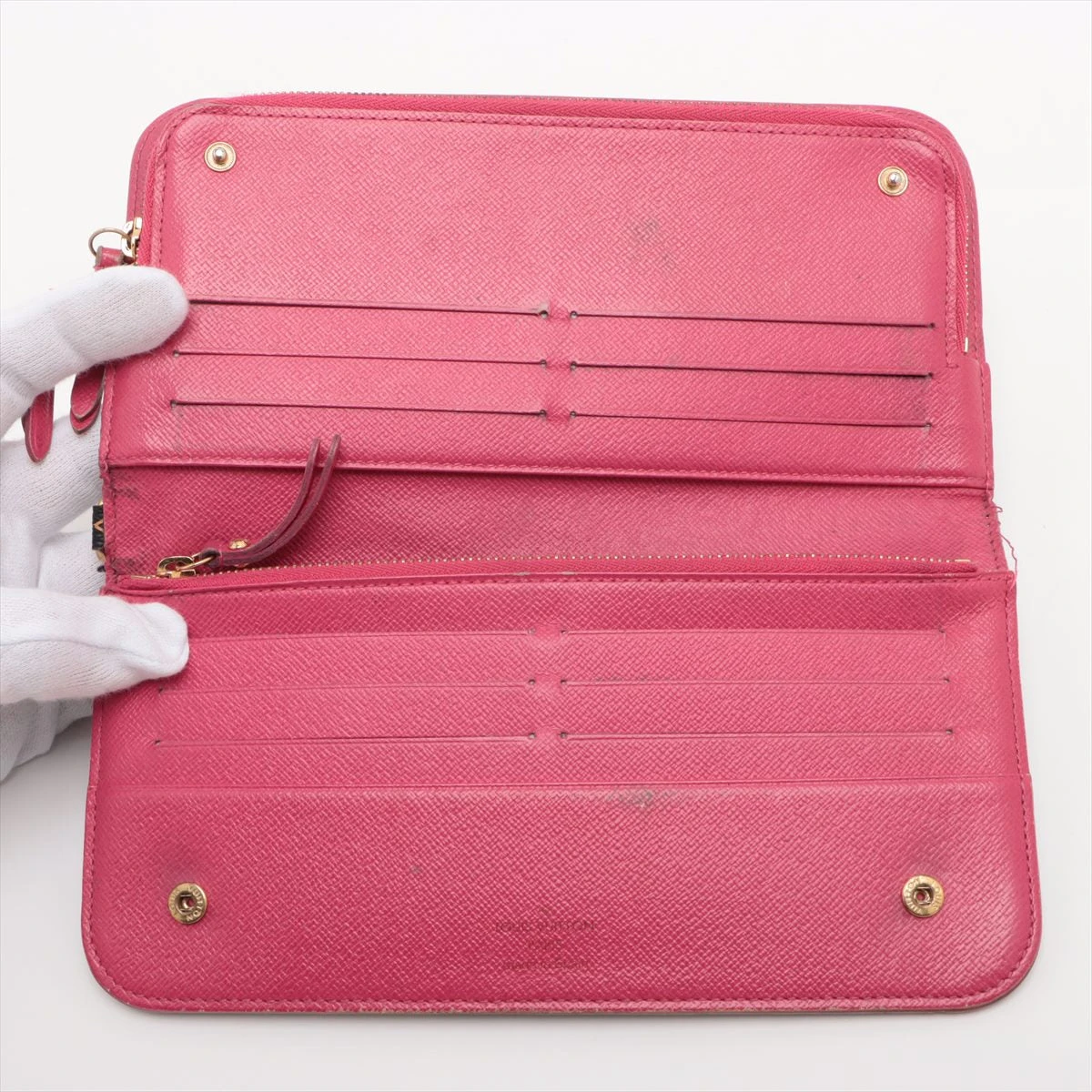 鑑定済み。ルイヴィトン、マルチカラー長財布。良品ピンク