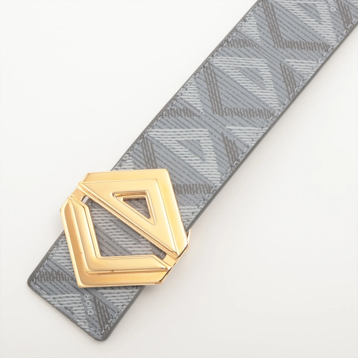 ディオール CDダイヤモンド ベルト 85 PVC×レザー グレー A3359513