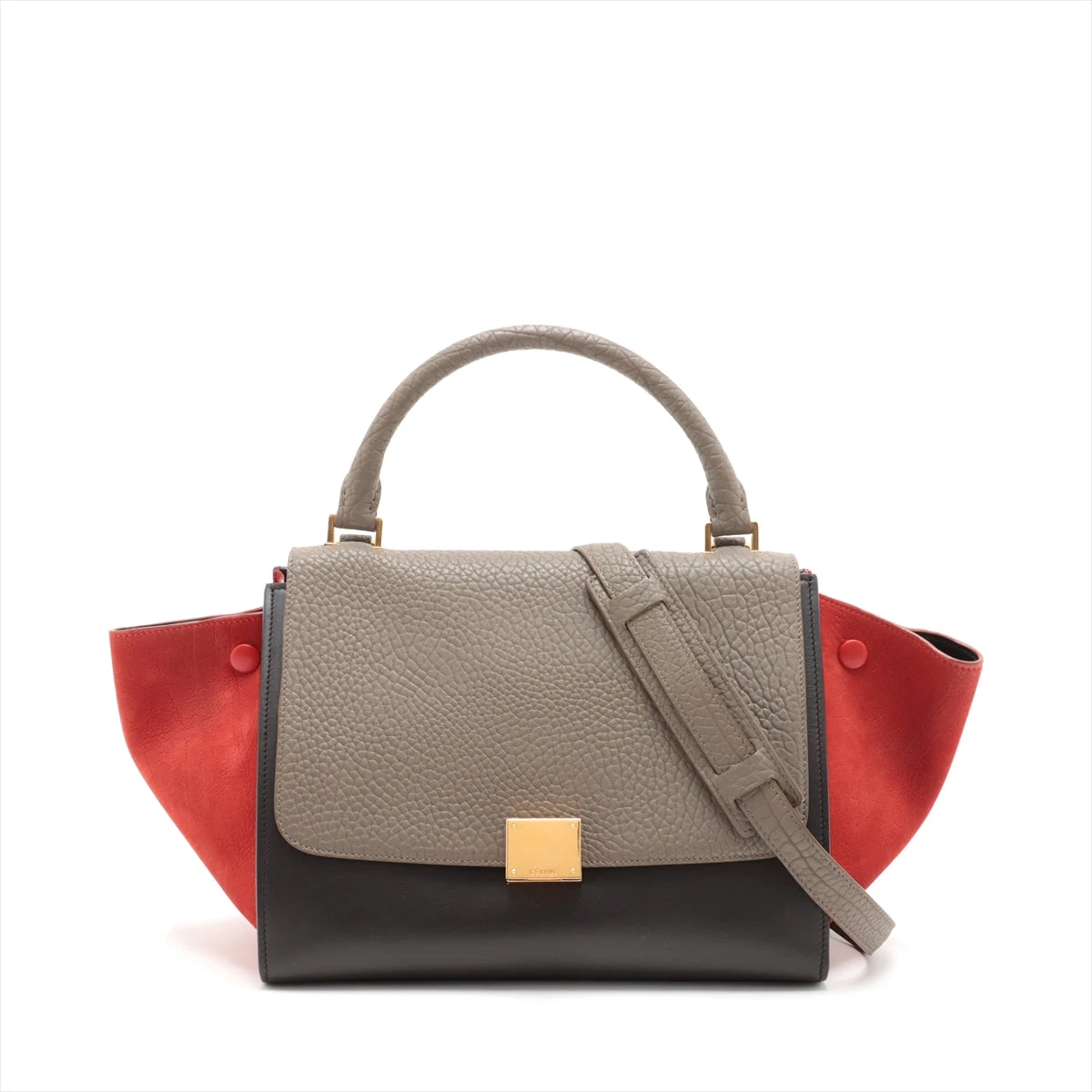 セリーヌ トラペーズ レザー×スエード 2WAYハンドバッグ ベージュ