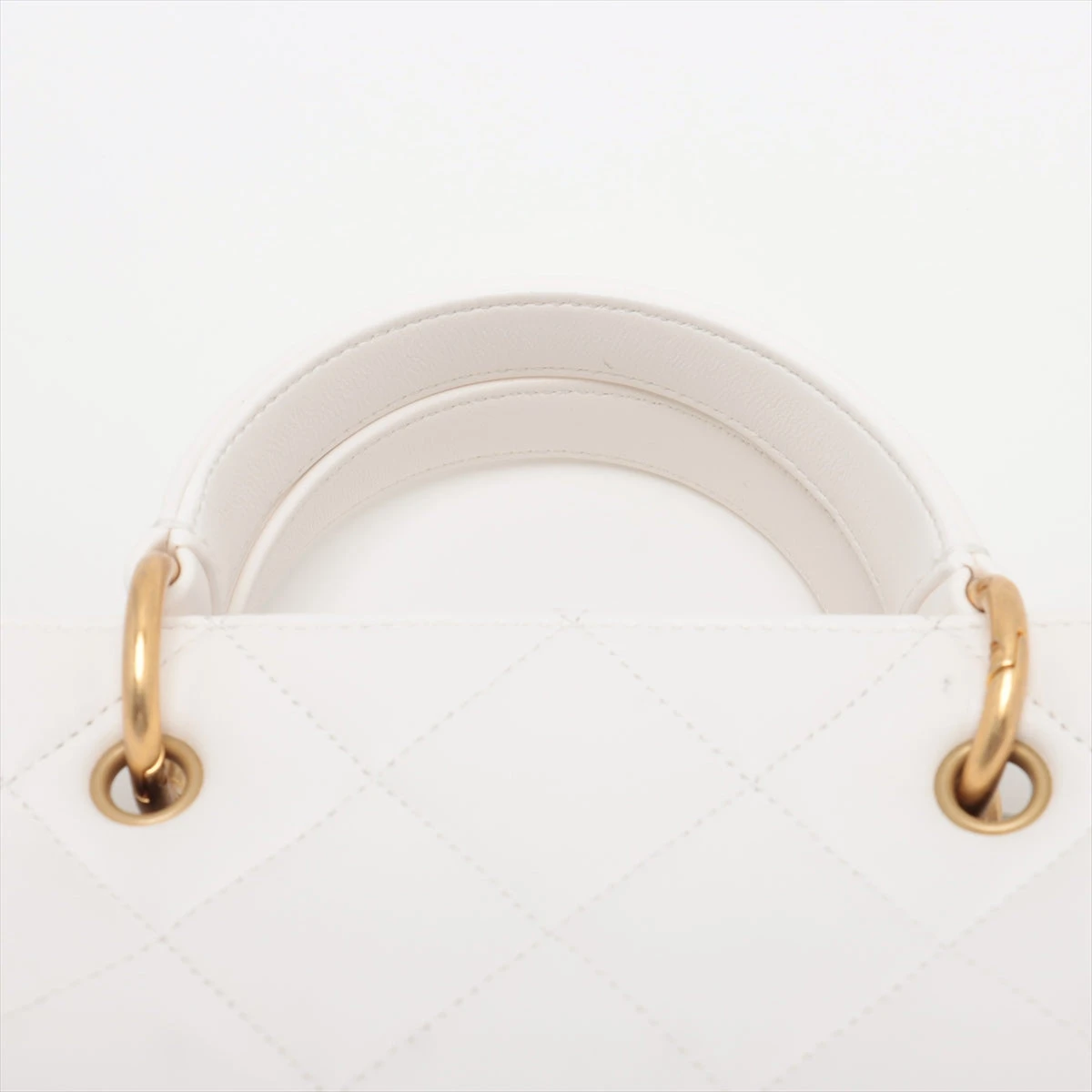 ホワイトレザー ハンドバッグ ゴールド金具 CHANEL シャネル ハンドバッグ ワイルドステッチハンドバッグ