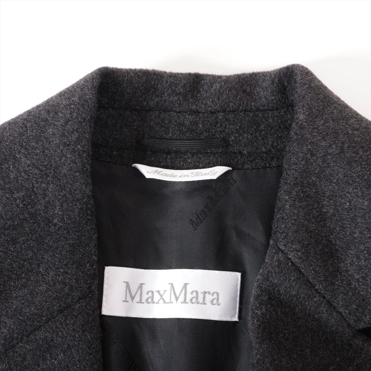 マックスマーラ イタリー製 ウール カシミヤ 高級 上質ウール使用 大きめサイズ 美品△Max Mara マックスマーラ ウール カシミヤ 裏地ロゴ総柄