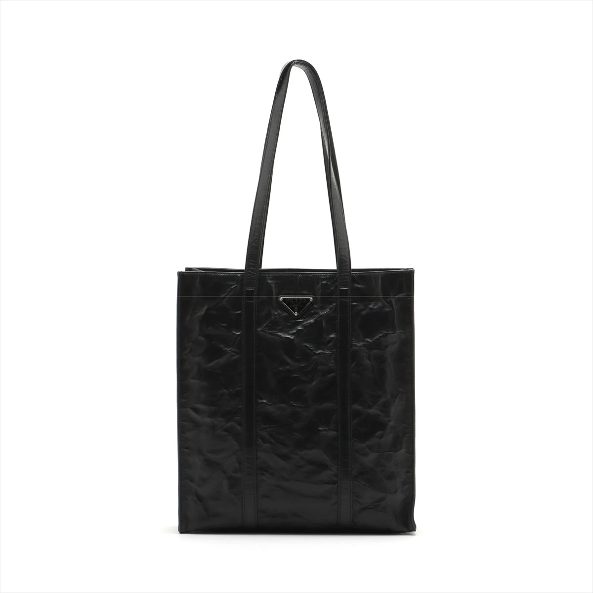 国内発送【PRADA】アンティーク ナッパレザー トートバッグ プラダ ナッパアンティーク レザー トートバッグ ブラック