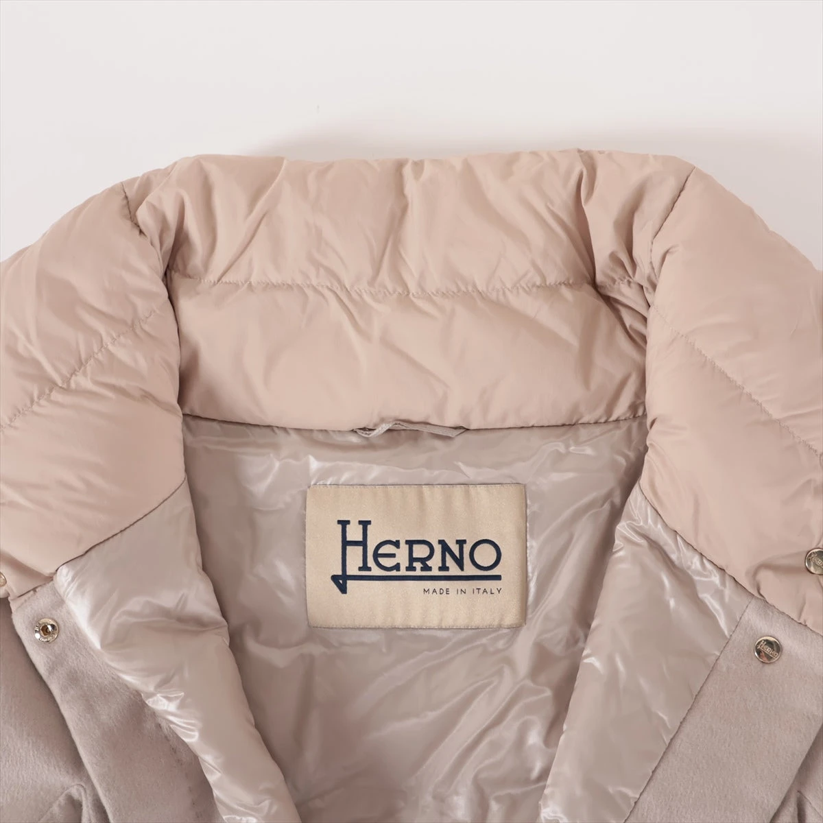 ヘルノ カシミヤ ダウンジャケット 40 レディース ピンクベージュ