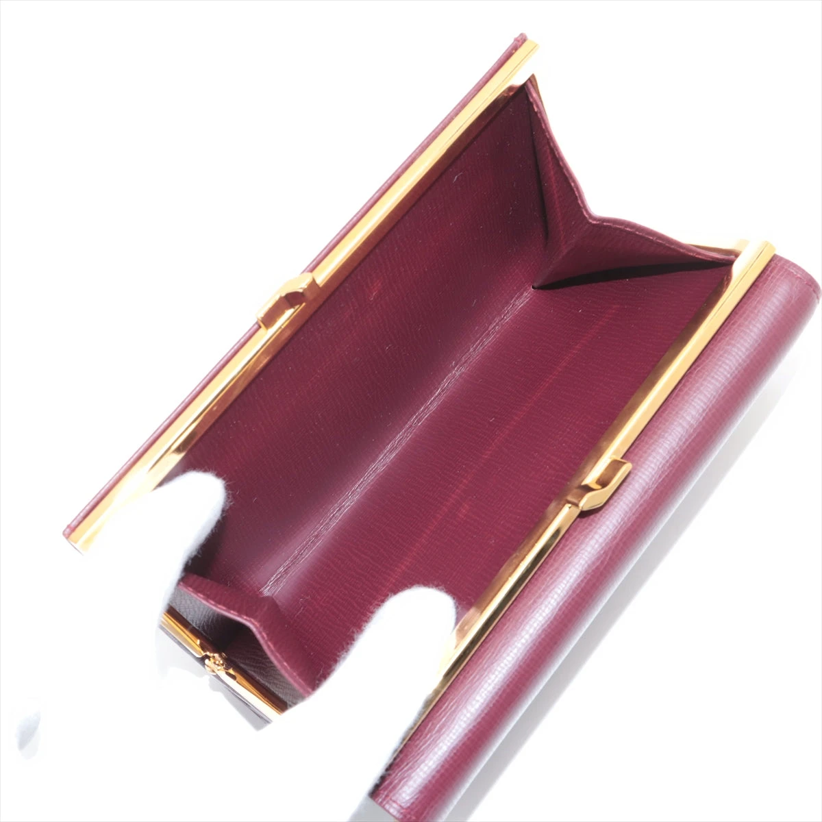 美品ヴィンテージ◉カルティエ◉ ボルドー /レザー / ゴールド金具 / 財布 カルティエ マストライン レザー 財布 ボルドー A3375162｜中古