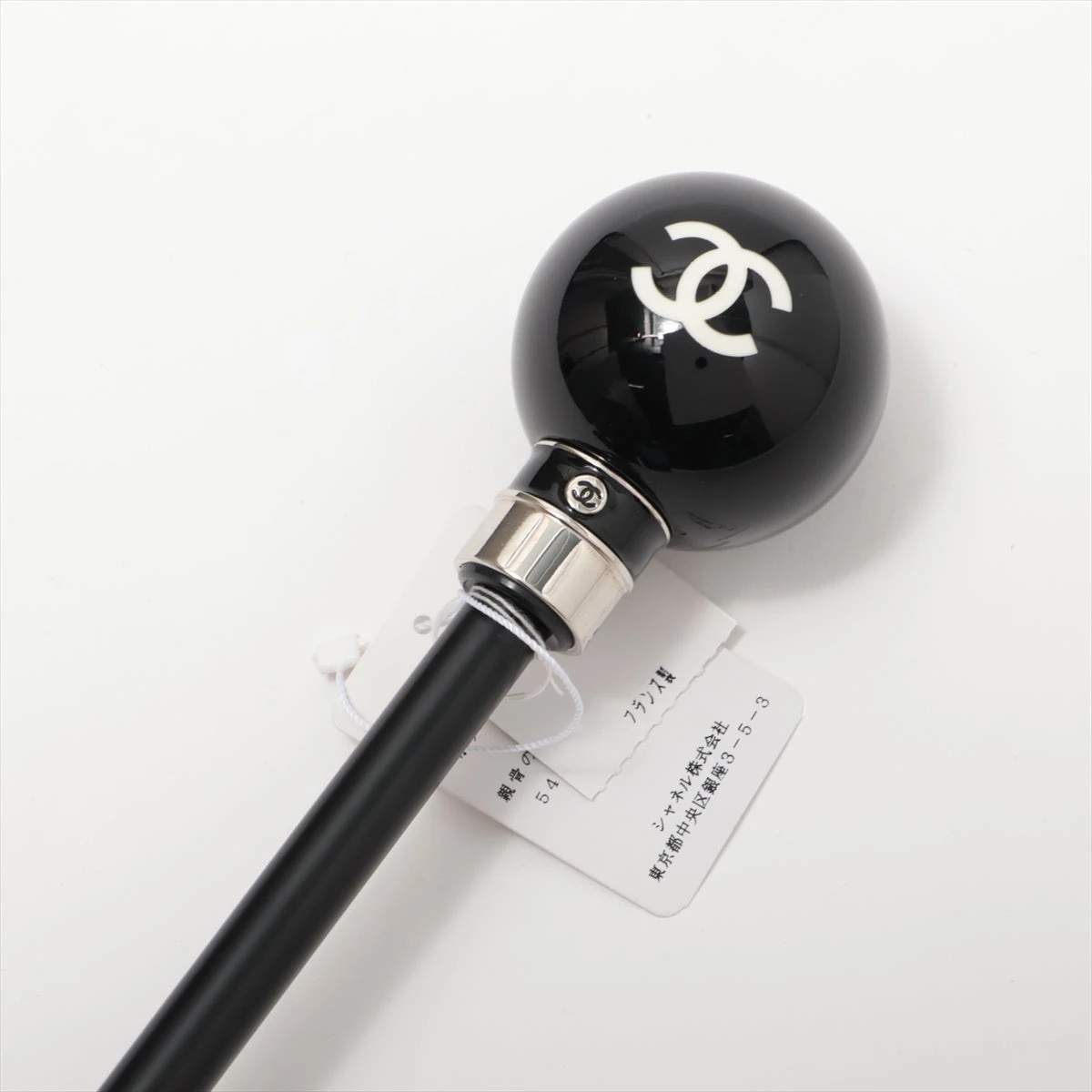 CHANEL 折り畳み傘　ケース付き　カメリア　ブラック　チェーン CHANEL 折り畳み傘ケース付きカメリアブラックチェーン