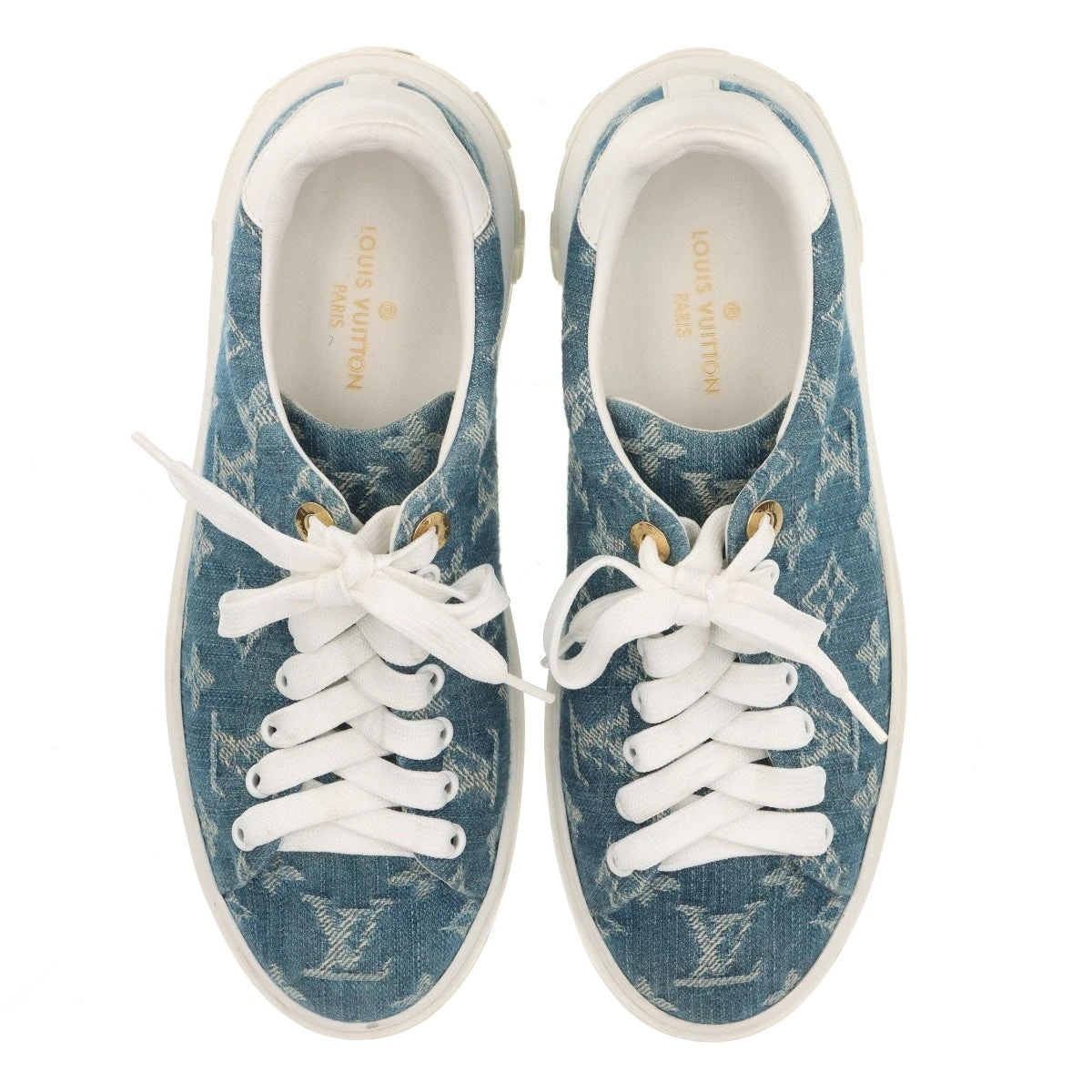 ヴィトン タイムアウトライン 19年 デニム×レザー スニーカー 36