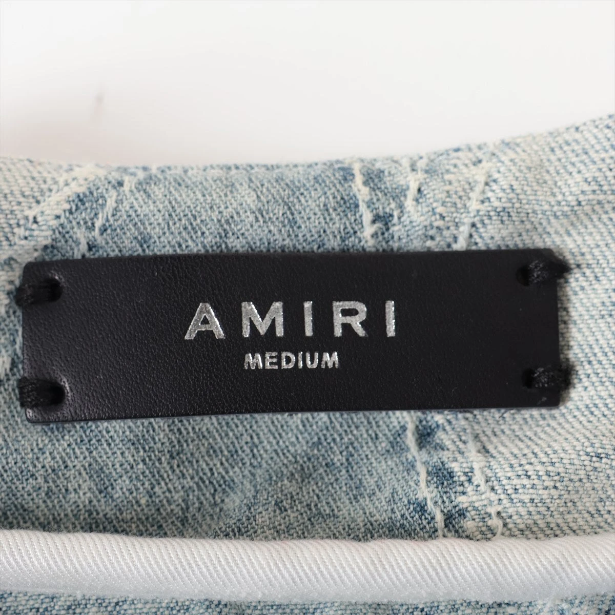 アミリ コットン デニムシャツ M メンズ ブルー パッチワーク ベース