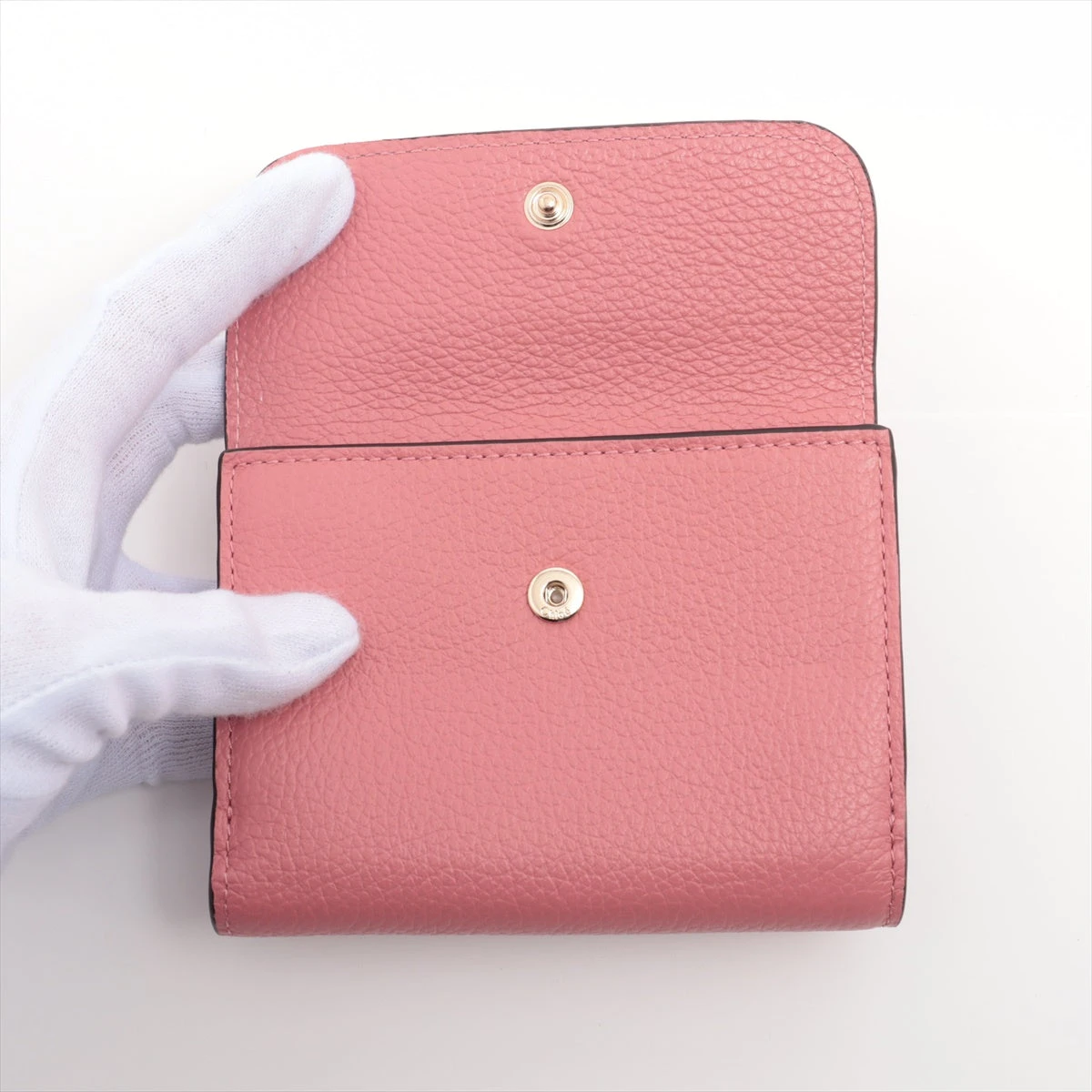 クロエ レザー コンパクトウォレット ピンク XM016274｜中古