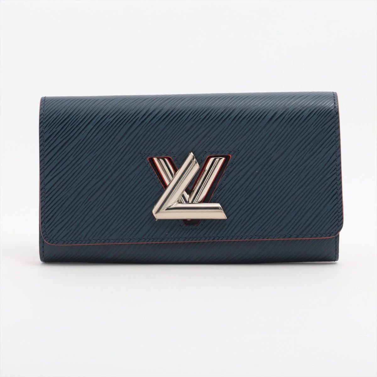 LOUIS VUITTON エピ レザーVロゴ 長財布 ネイビー オレンジ LOUIS VUITTON エピ レザーVロゴ 長財布 ネイビー オレンジ