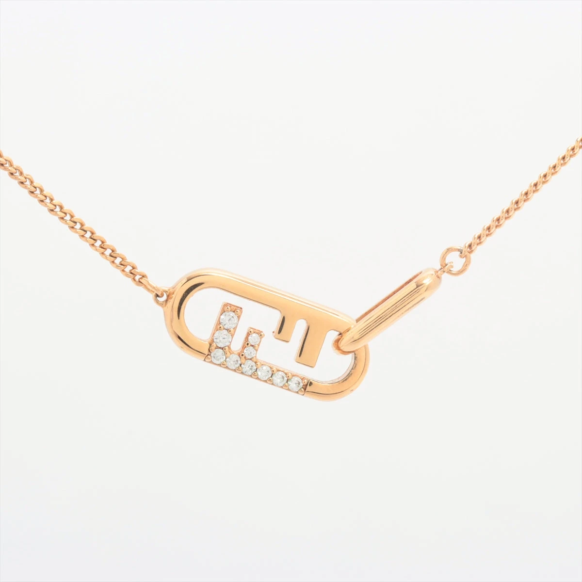 フェンディ オーロック ネックレス GP×ラインストーン ゴールド 