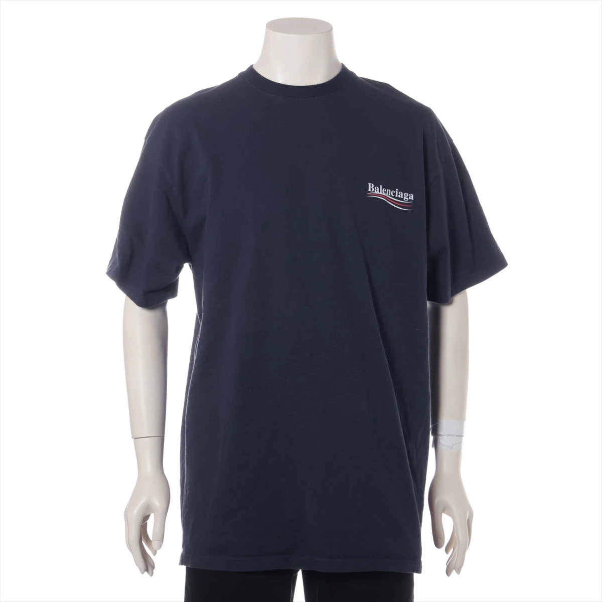 バレンチノ ロゴ入りネイビーブルーコットンTシャツ バレンシアガ コットン Tシャツ S メンズ ネイビー 508203 タグ