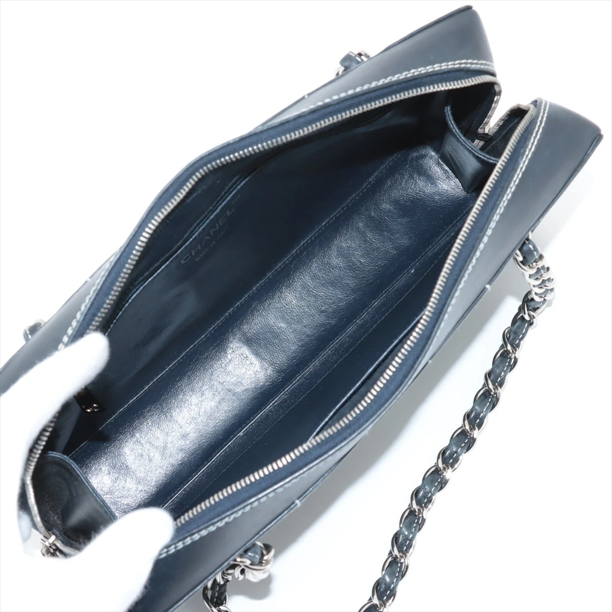 新品未使用タグ付き HERMES ラムスキン 手袋 ネイビー 7 HERMES 未使用品□HERMES エルメス ラムスキン 裏シルク