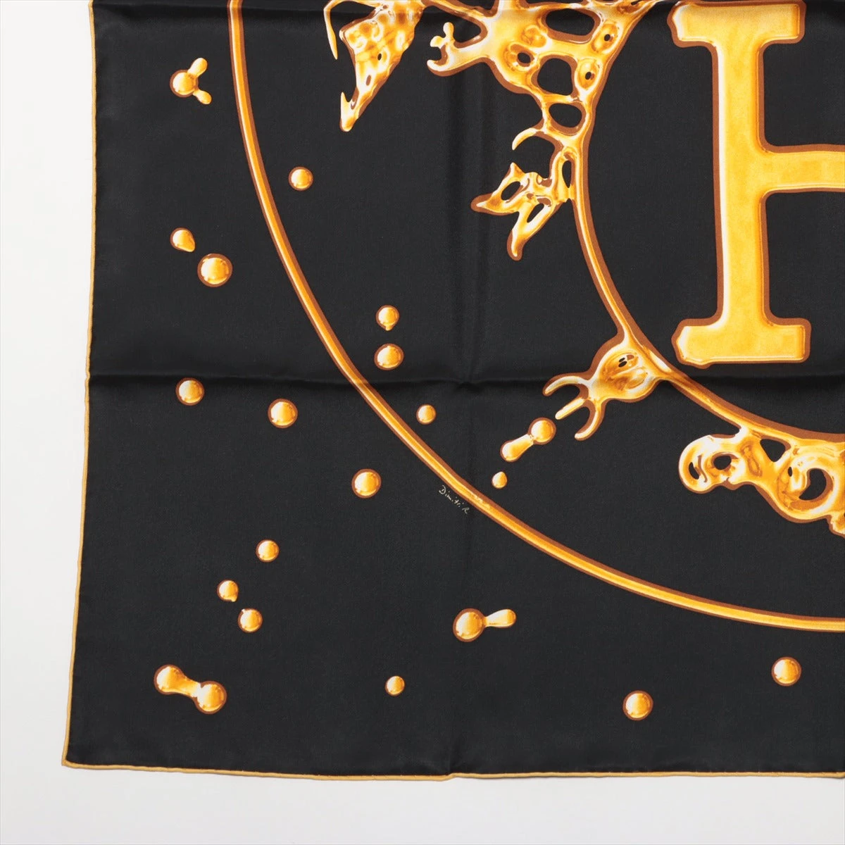 エルメス カレ90 VIF ARGENT 銀の雫 スカーフ シルク ブラック