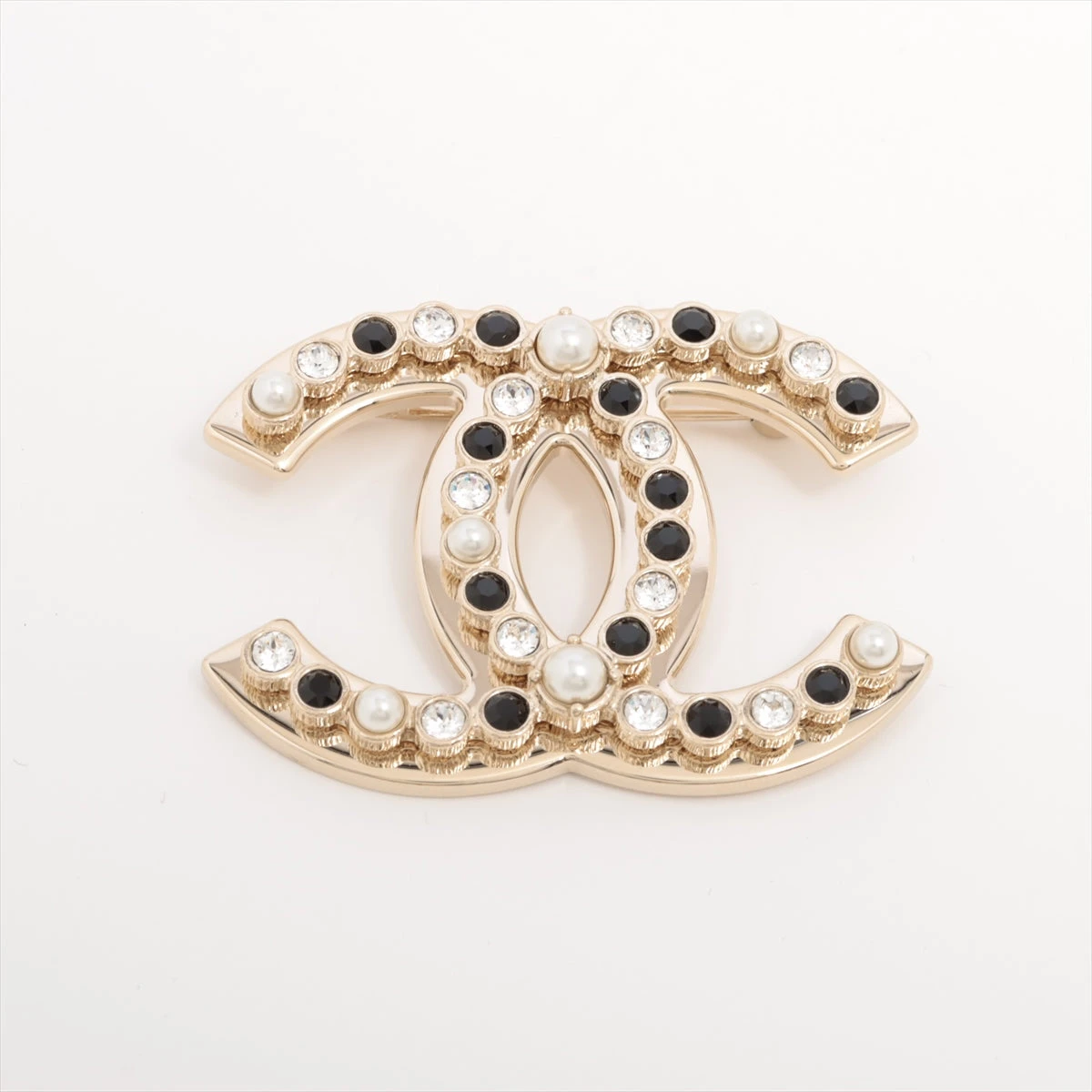 CHANEL ココマーク ブローチ シルバー GP ラインストーン