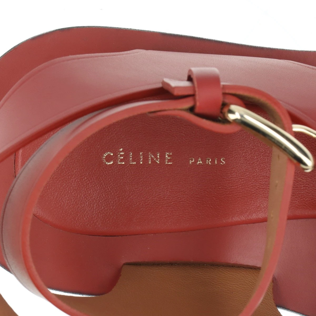 CELINEセリーヌ レザー×スエード ゴールド金具 ベルト レディース レッド セリーヌ CELINE ミニボストン 肩がけ トートバッグ レザー