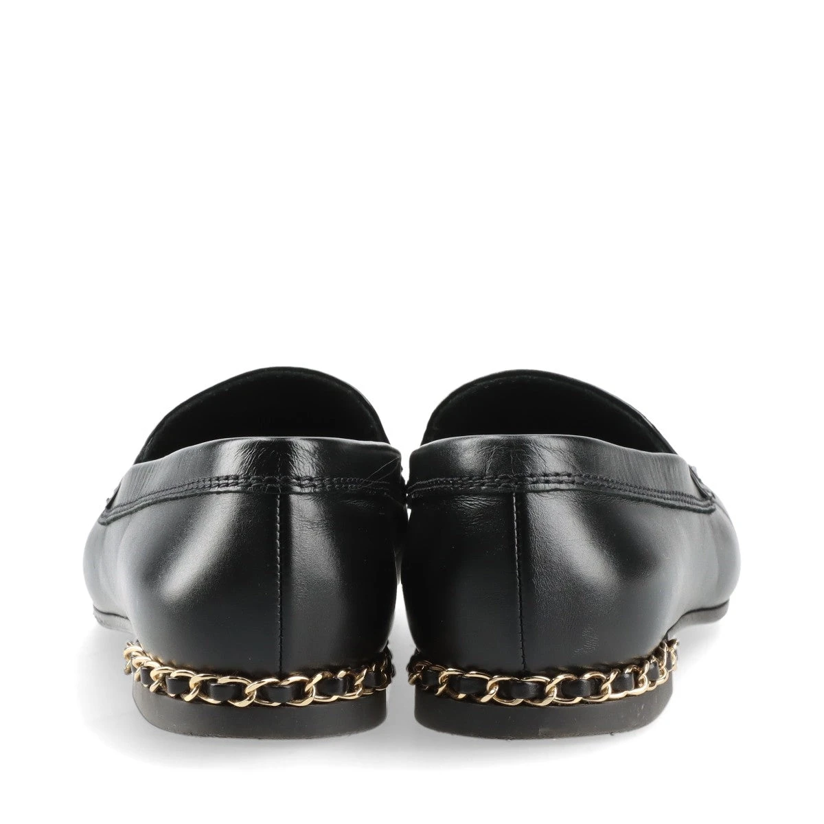 【美品】 CHANEL バレーシューズ ココマーク ブラック レザー 35 シャネル ココマーク チェーン レザー ローファー 38 1/2