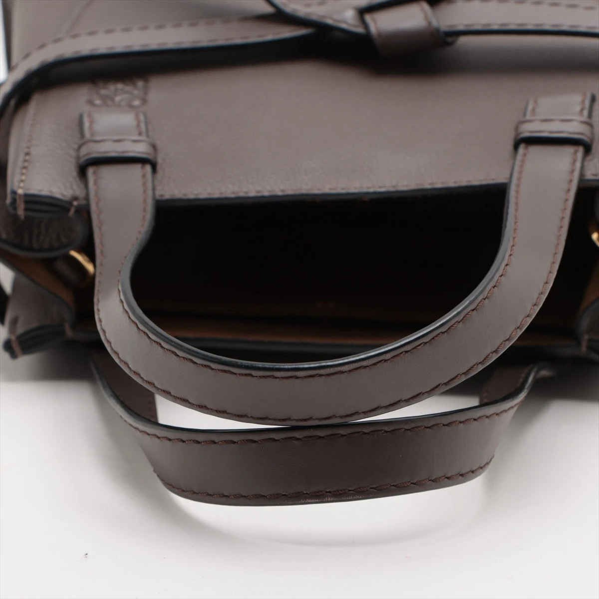 ロエベ ゲートトップハンドル ミニ レザー 2WAYハンドバッグ ブラウン