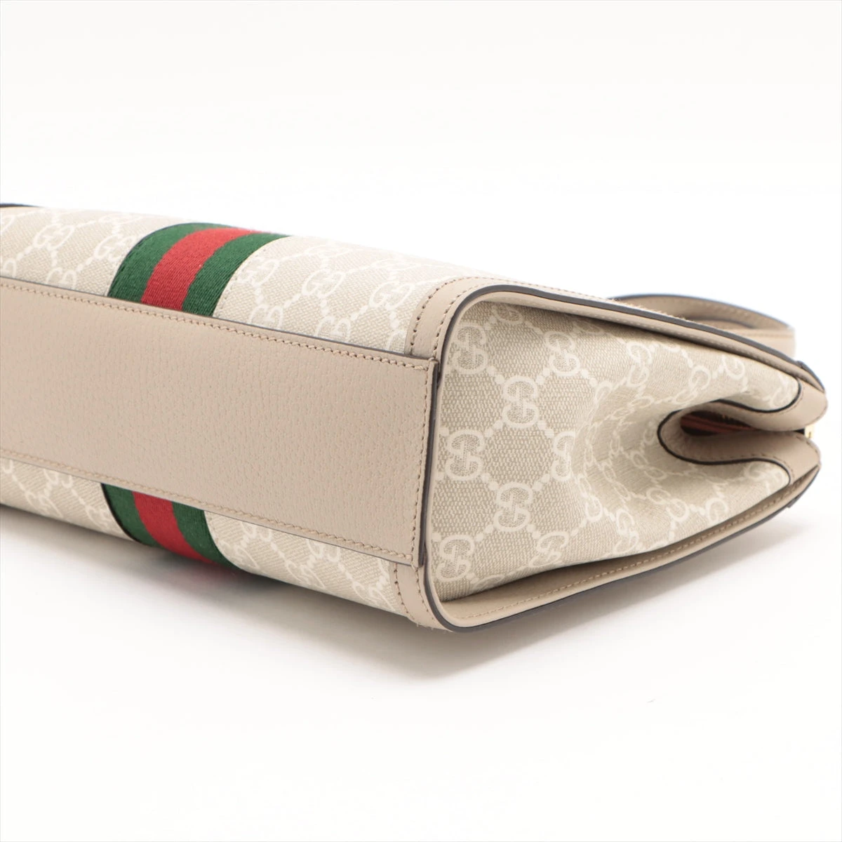 【美品】グッチ 2way ハンドバッグ GGスプリーム ロゴプレート ベージュ 美品】グッチ 2way ハンドバッグ GGスプリーム ロゴプレート ベージュ