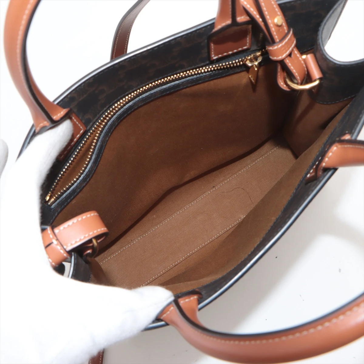 セリーヌ トリオンフ ミディアム バーティカル カバ PVC×レザー 2WAY CELINE - 新品同様 セリーヌ CELINE トリオンフ ミディアム
