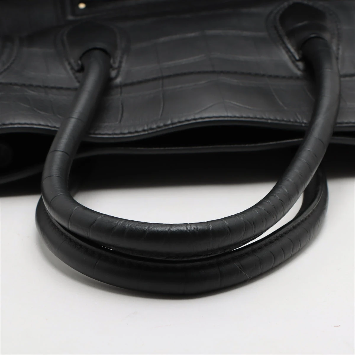 セリーヌ ラゲージ クロコ型押し ハンドバッグ ブラック A3352030