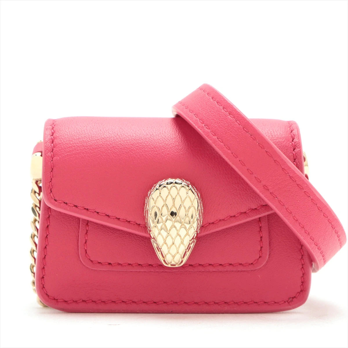 ブルガリ セルペンティ レザー チェーンショルダーバッグ ピンク  