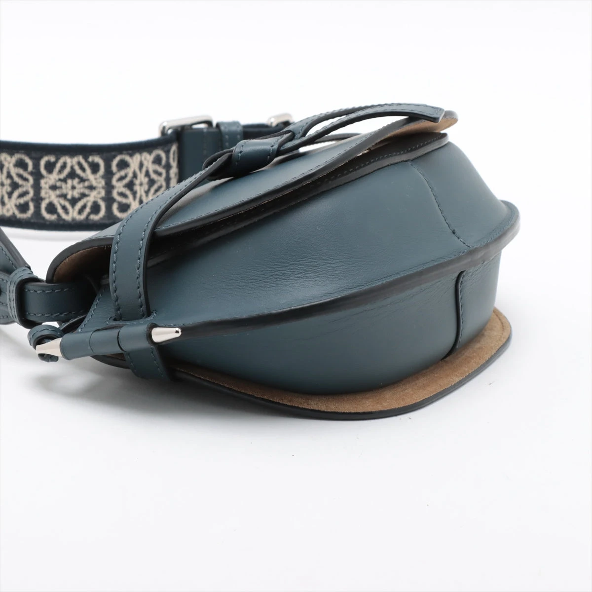 ロエベ　ネイビー レザー ショルダーバッグ LOEWE ロエベ 斜め掛けショルダーバッグ ミニゲートバッグ