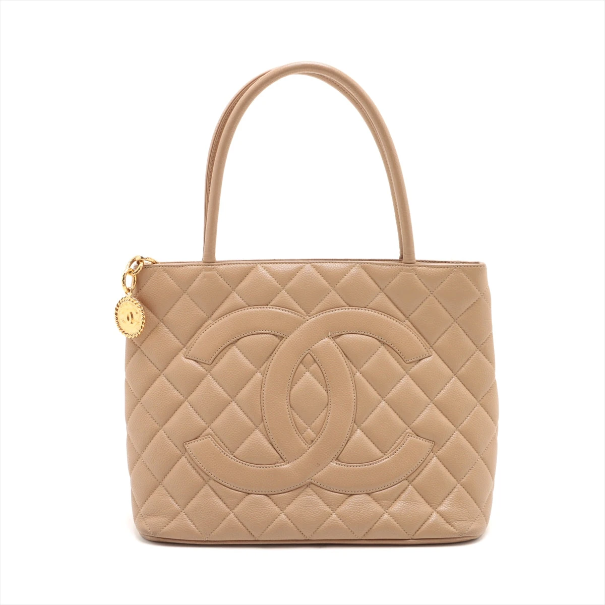 シャネル 復刻 キャビアスキン トートバッグ ベージュ ゴールド金具 6