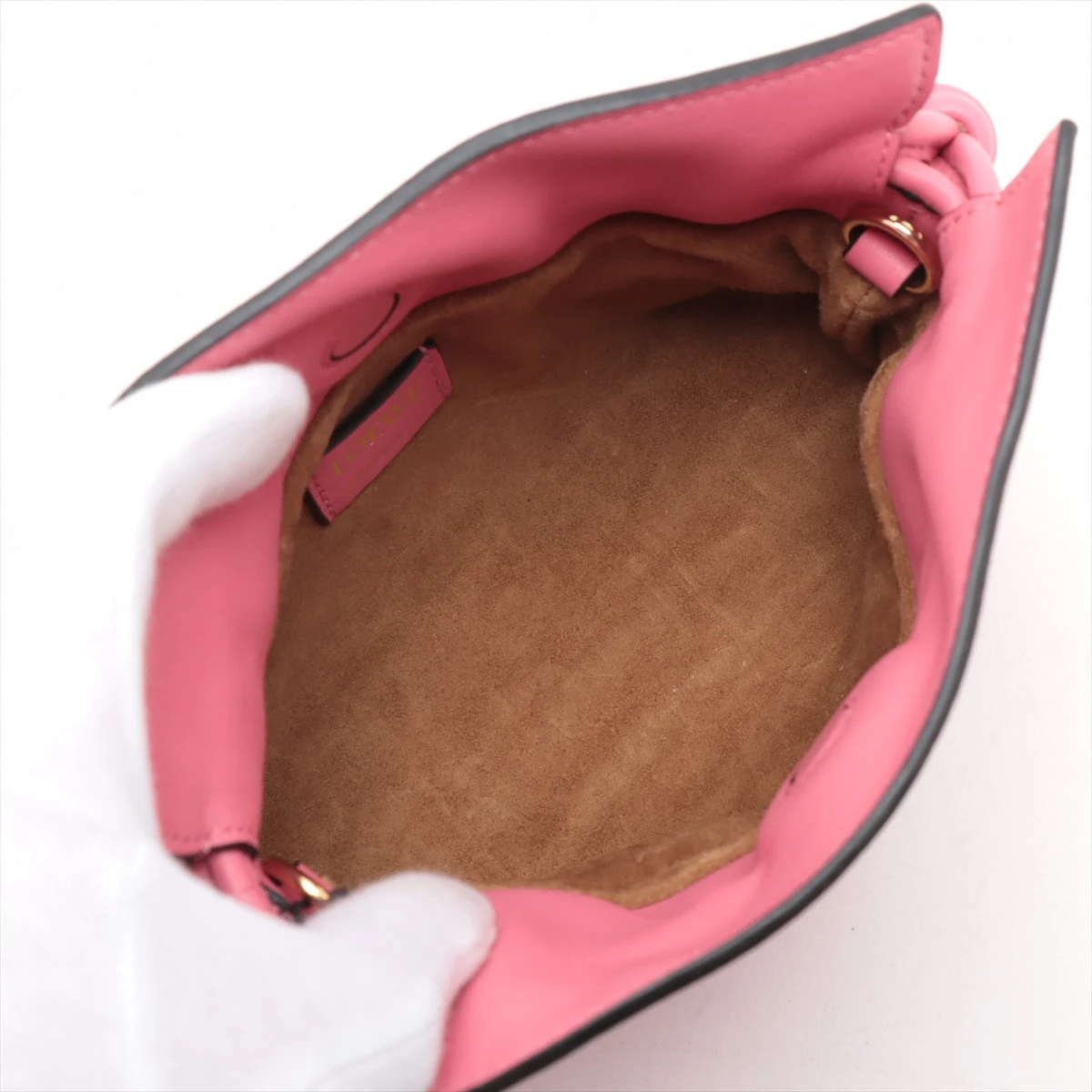 LOEWE ピンク レザー クラッチバッグ ロエベ フラメンコクラッチ ナノ レザー チェーンショルダー