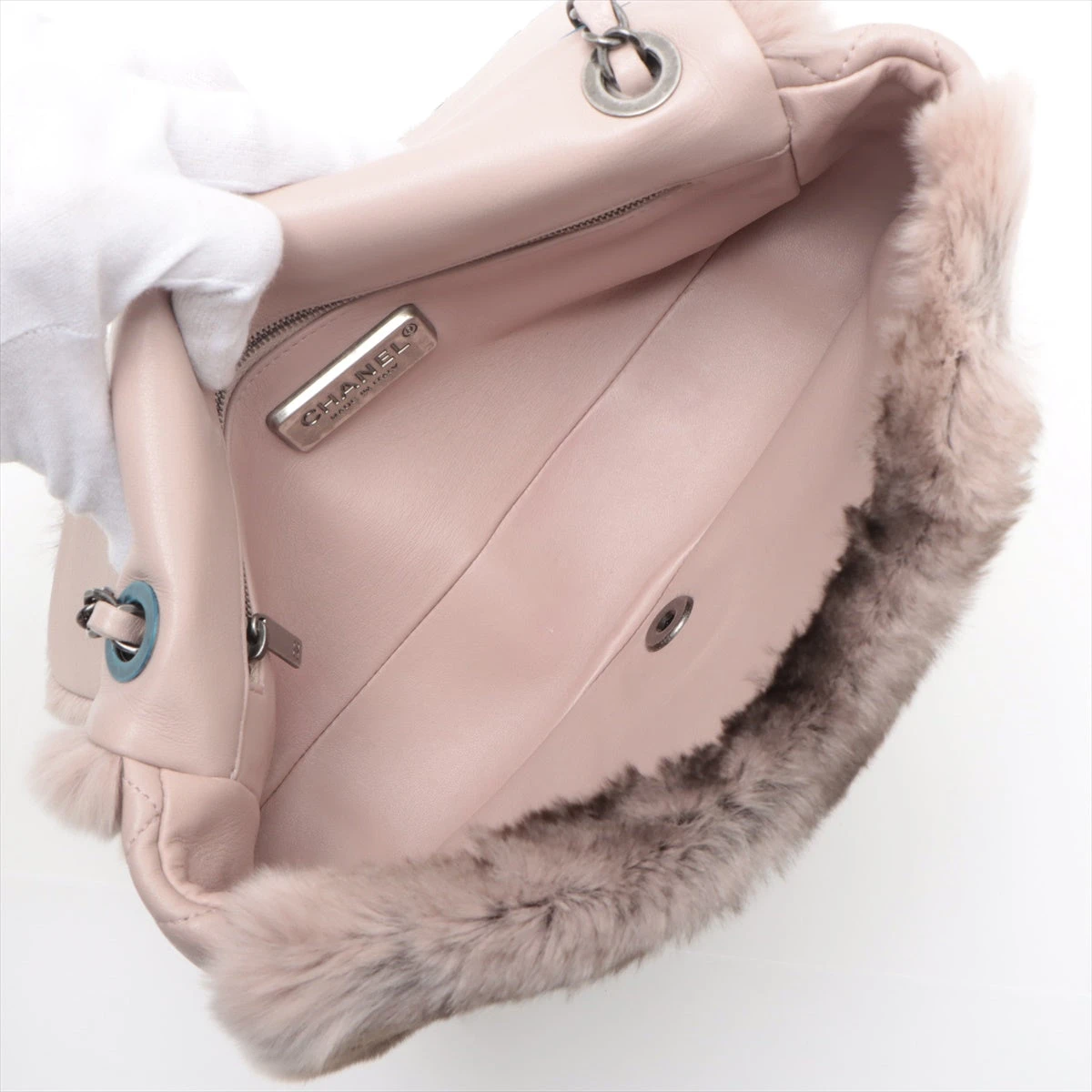 美品♡CHANEL ラムスキン マトラッセ ファー　親子バッグ　チェーンバッグ シャネル マトラッセ ラムスキン×ファー シングルフラップ ダブル
