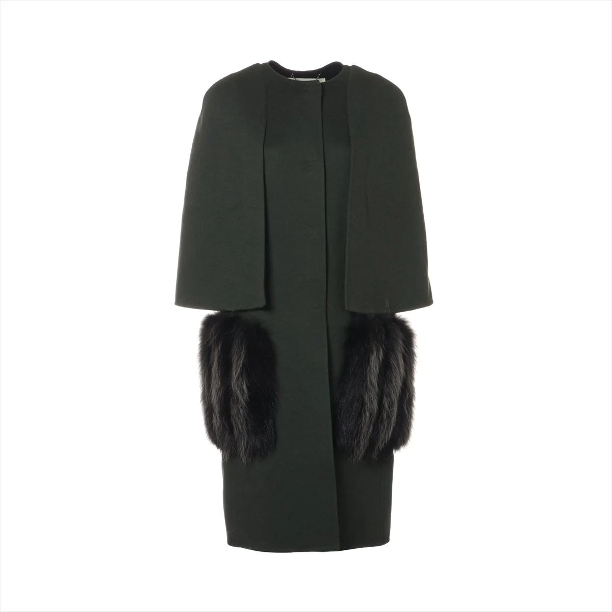 フェンディ 17年 ウール コート 38 レディース グリーン FF8369  