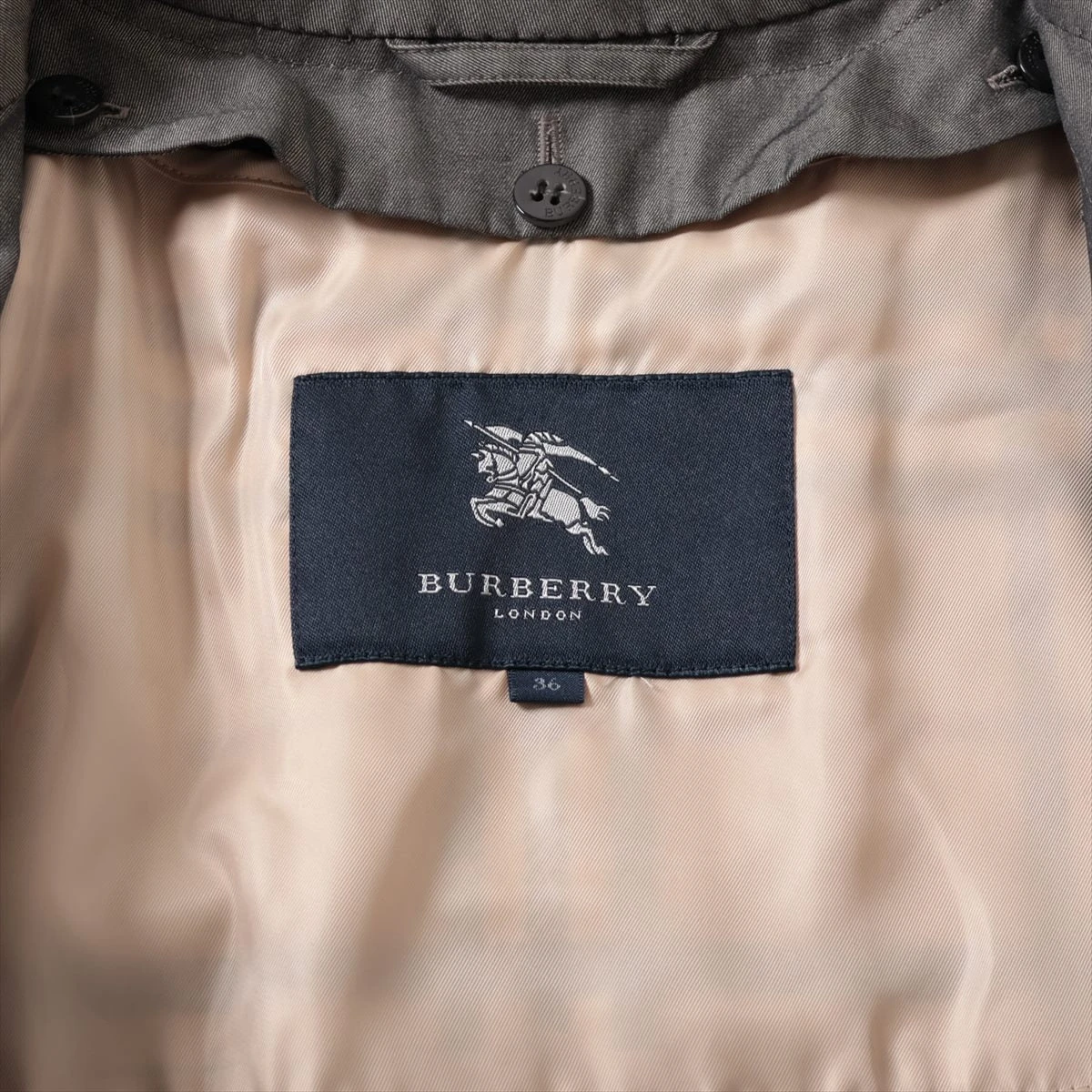 バーバリーロンドン コットン トレンチコート 36 レディース グレー