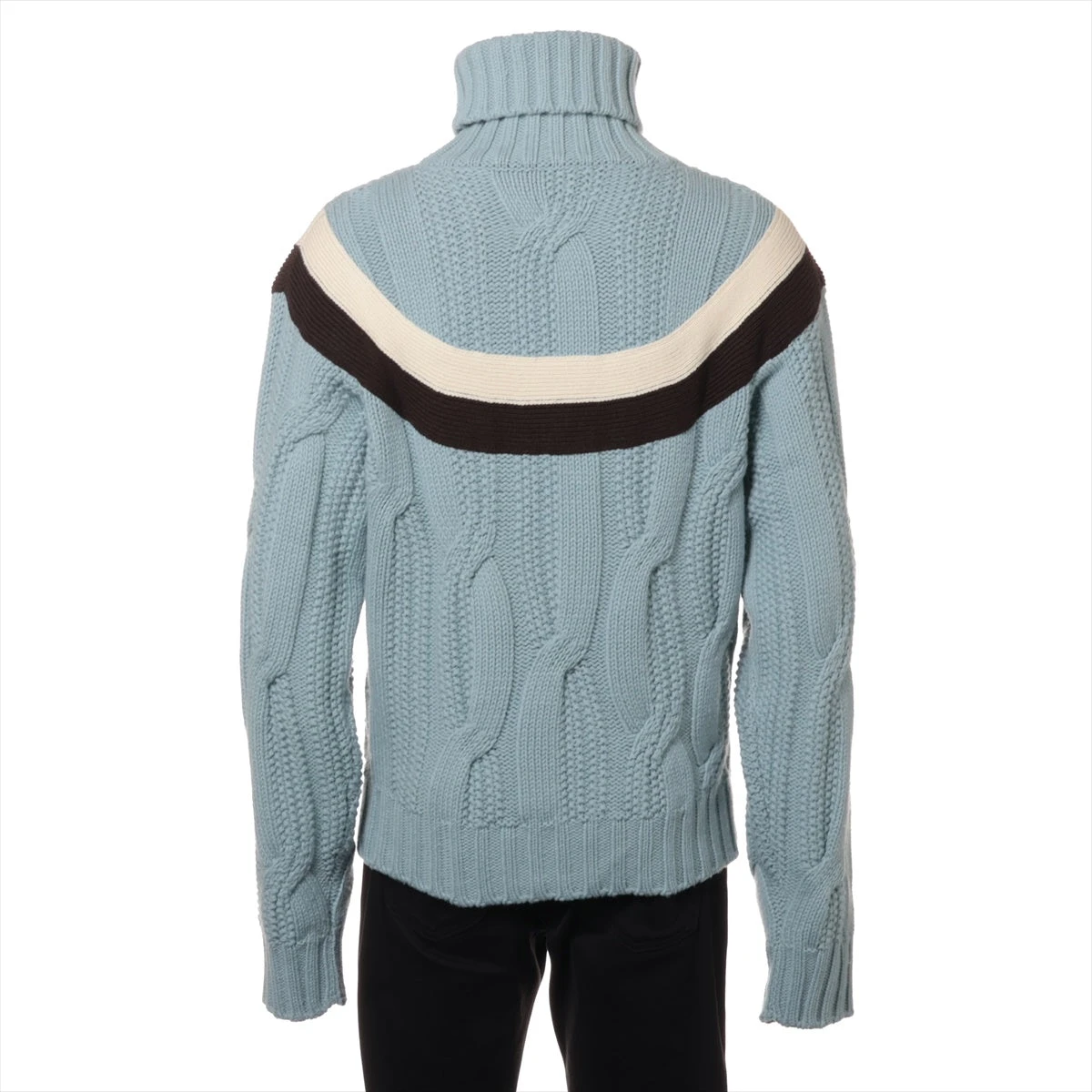 エルメス 22AW ウール×カシミヤ ニット L メンズ ライトブルー 22-5747