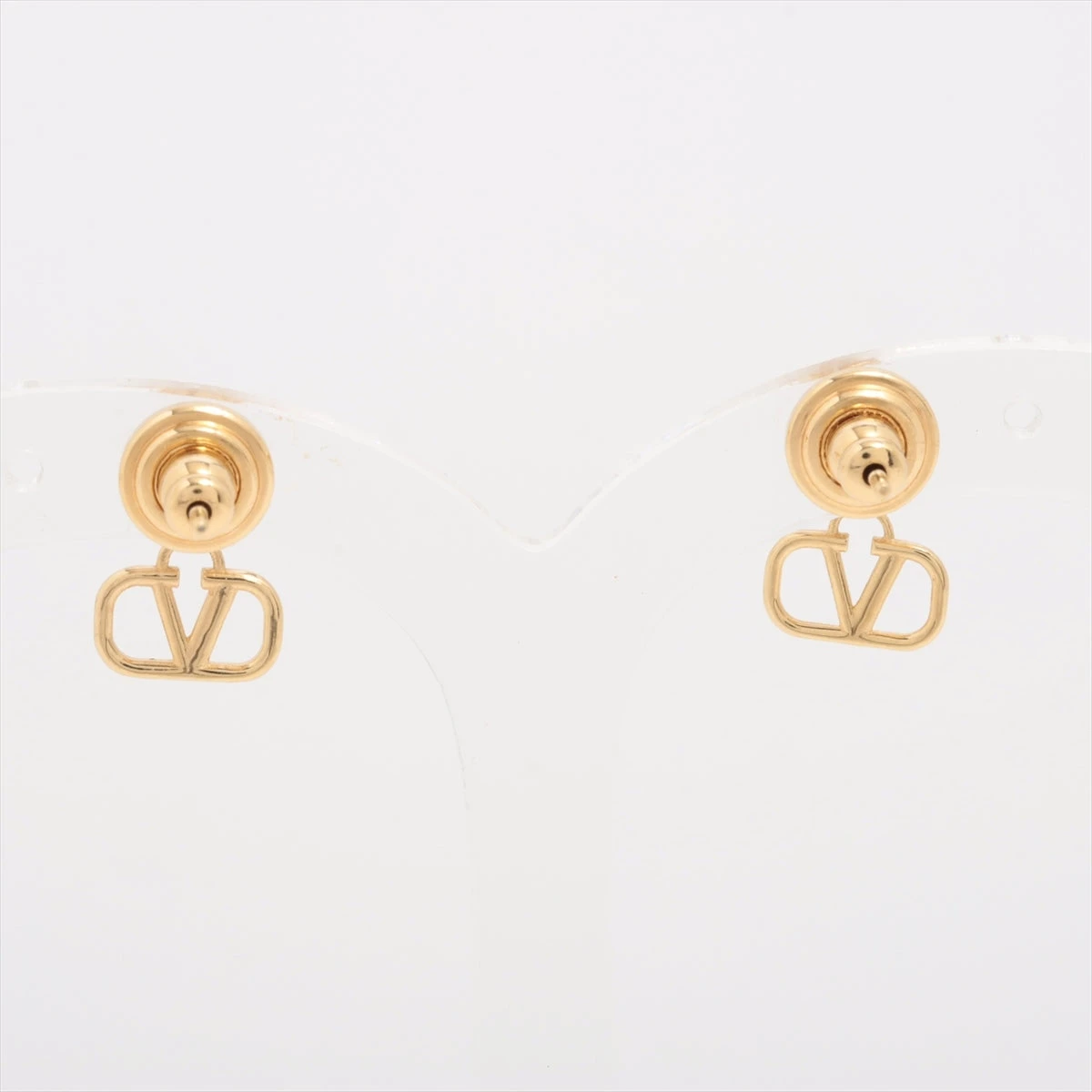 VALENTINO 大ぶり Vロゴ ラインストーンピアス 定価11万円 ヴァレンティノ Vロゴ シグネチャー ピアス(両耳用) メタル×ライン