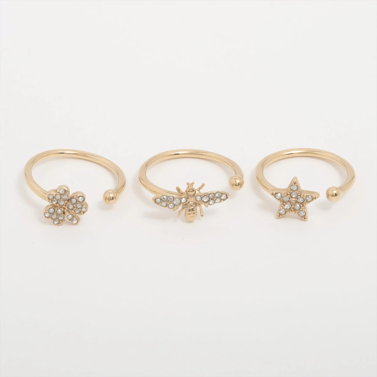 ディオール アイコン リング GP×ラインストーン ゴールド 3点