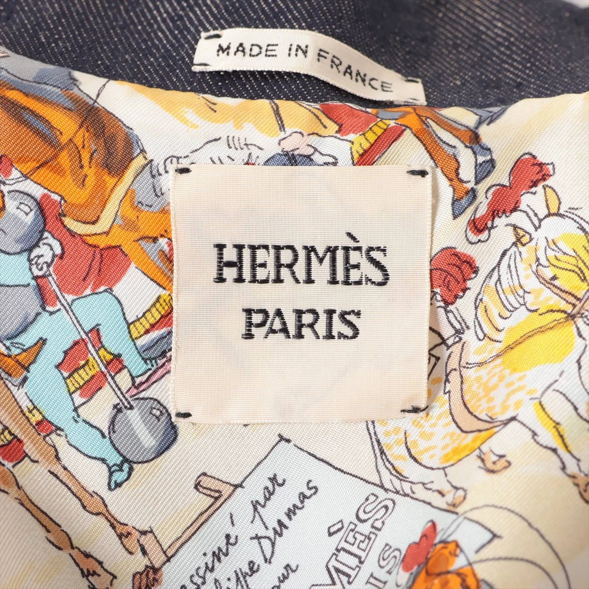 未使用　HERMES エルメス　リネン　シルク　ジャケット　デニム　ネイビー エルメス シルク×リネン デニムジャケット 38 レディース