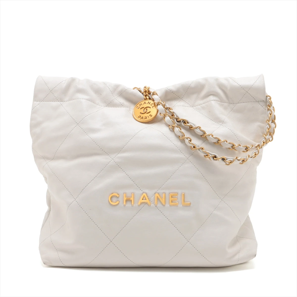 シャネル シャネル22 スモール ショルダーバッグ ホワイト レザーレザー