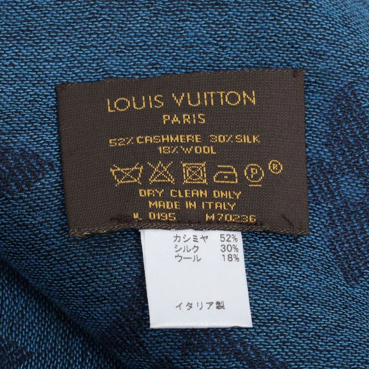 ルイヴィトン　ストール　ショール　ブルー　シルク　ウール LOUIS VUITTON ルイヴィトン エトール・モノグラム