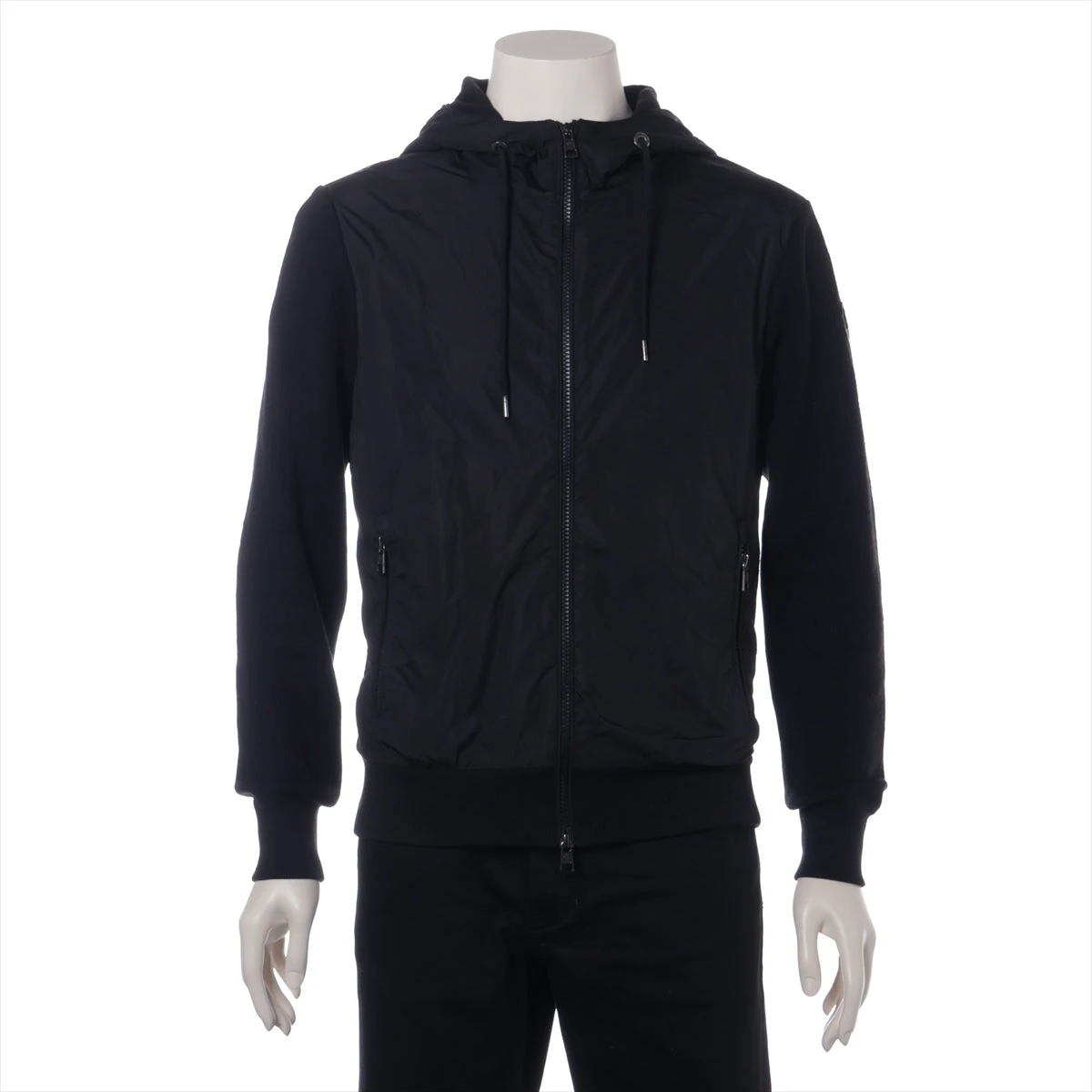 モンクレール MAGLIONE 17年 ウール×ナイロン パーカー S ブラック