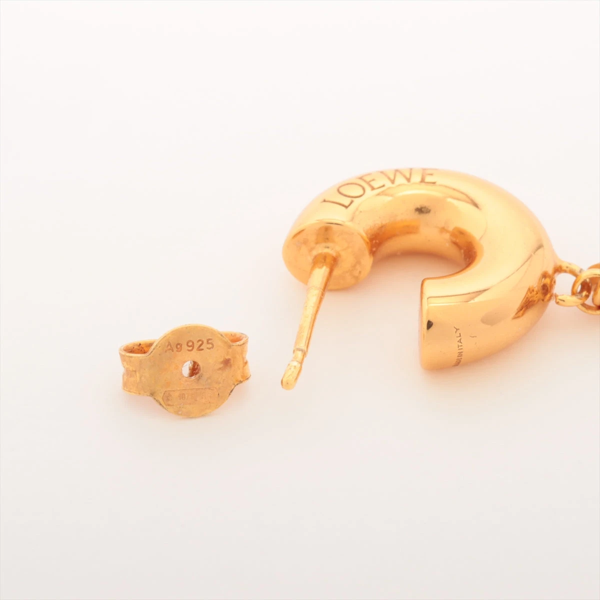 ロエベ ロゴ ピアス(片耳用) 925 6.8g ゴールド A3372478｜中古