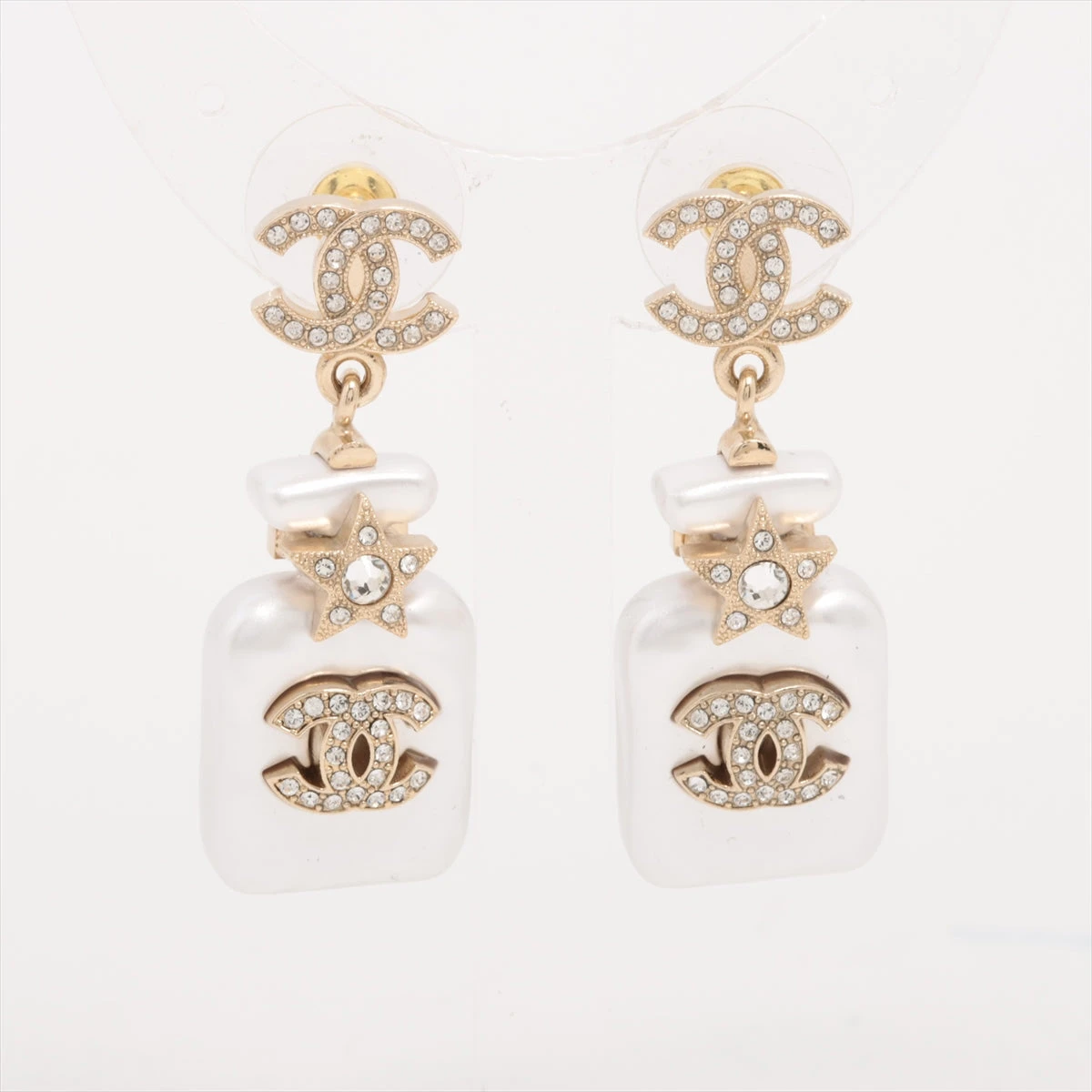 CHANEL ゴールド パール ピアス B23 シャネル ココマーク B23S ピアス(両耳用) GP×ラインストーン