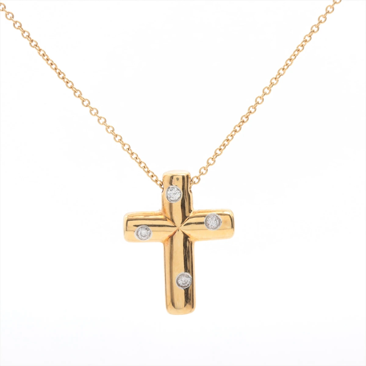 ティファニー 小型クロス Au750 ダイヤモンドネックレス TIFFANY&Co. TIFFANY ティファニー 750 ピンクゴールド メトロ