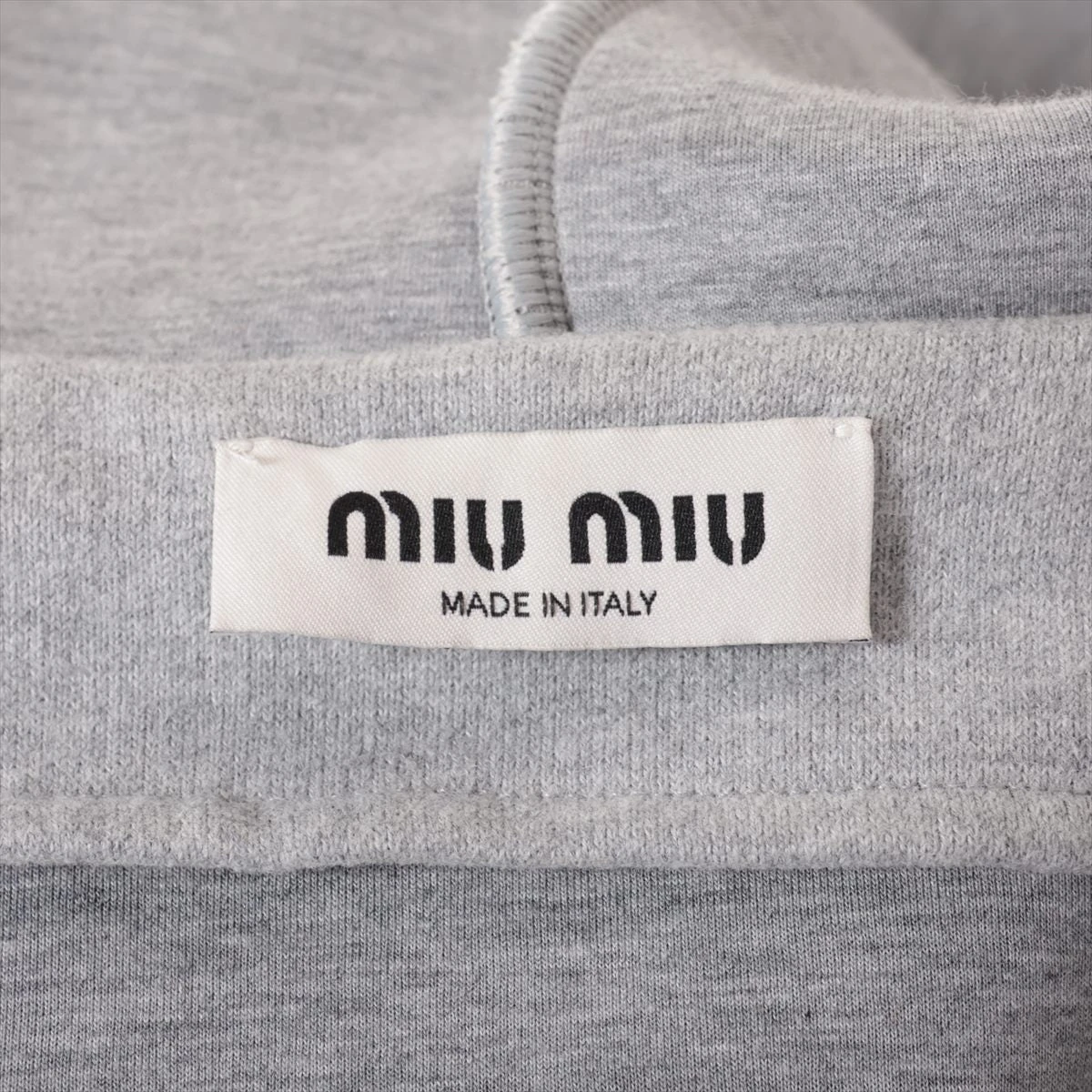 MIU MIU グレー フード付きパーカー MJL967 23AW ミュウミュウ 23AW コットン パーカー S レディース グレー MJL967