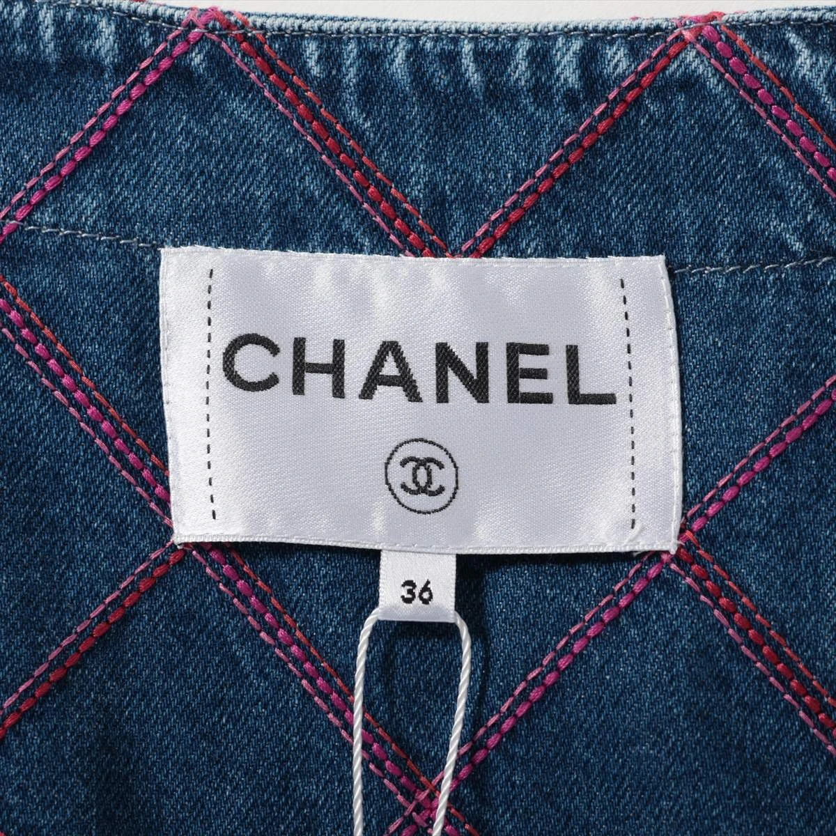 CHANEL シャネル CoCo Cuba コットン ジャケット 美品 シャネル ココボタン P45 コットン ノーカラージャケット 38