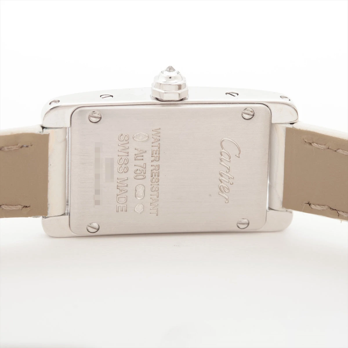 カルティエ タンクアメリカン ミニ WB710015 WG×革 QZ シルバー