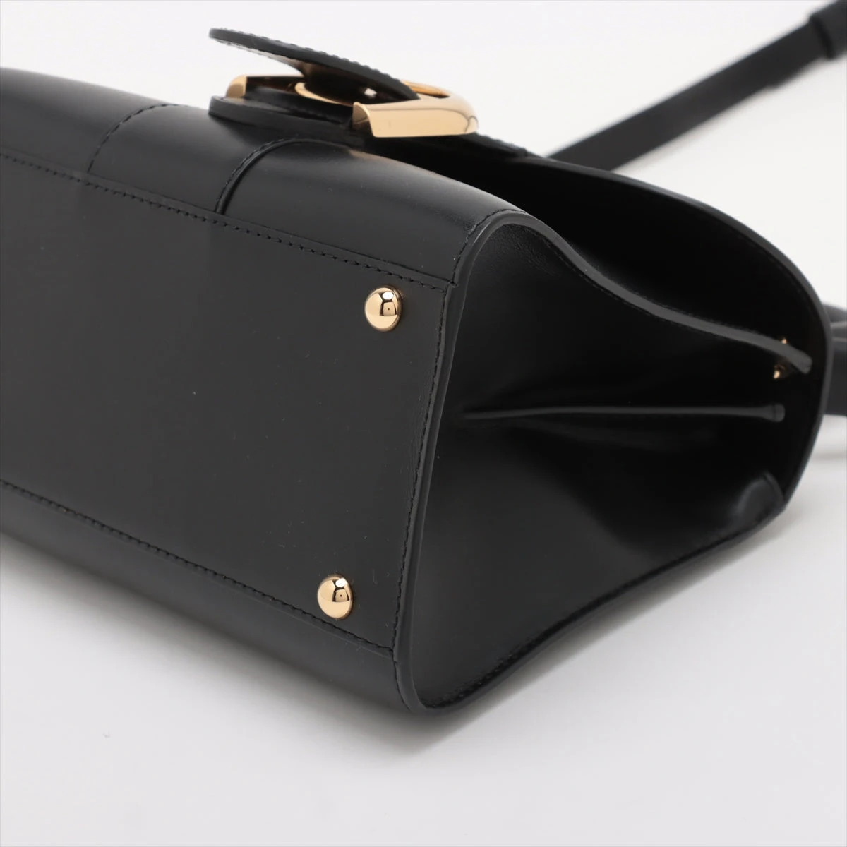 【S①】DELVAUX ブリヨンミニ　ブラック レザー デルボー ブリヨンミニ レザー 2WAYハンドバッグ ブラック