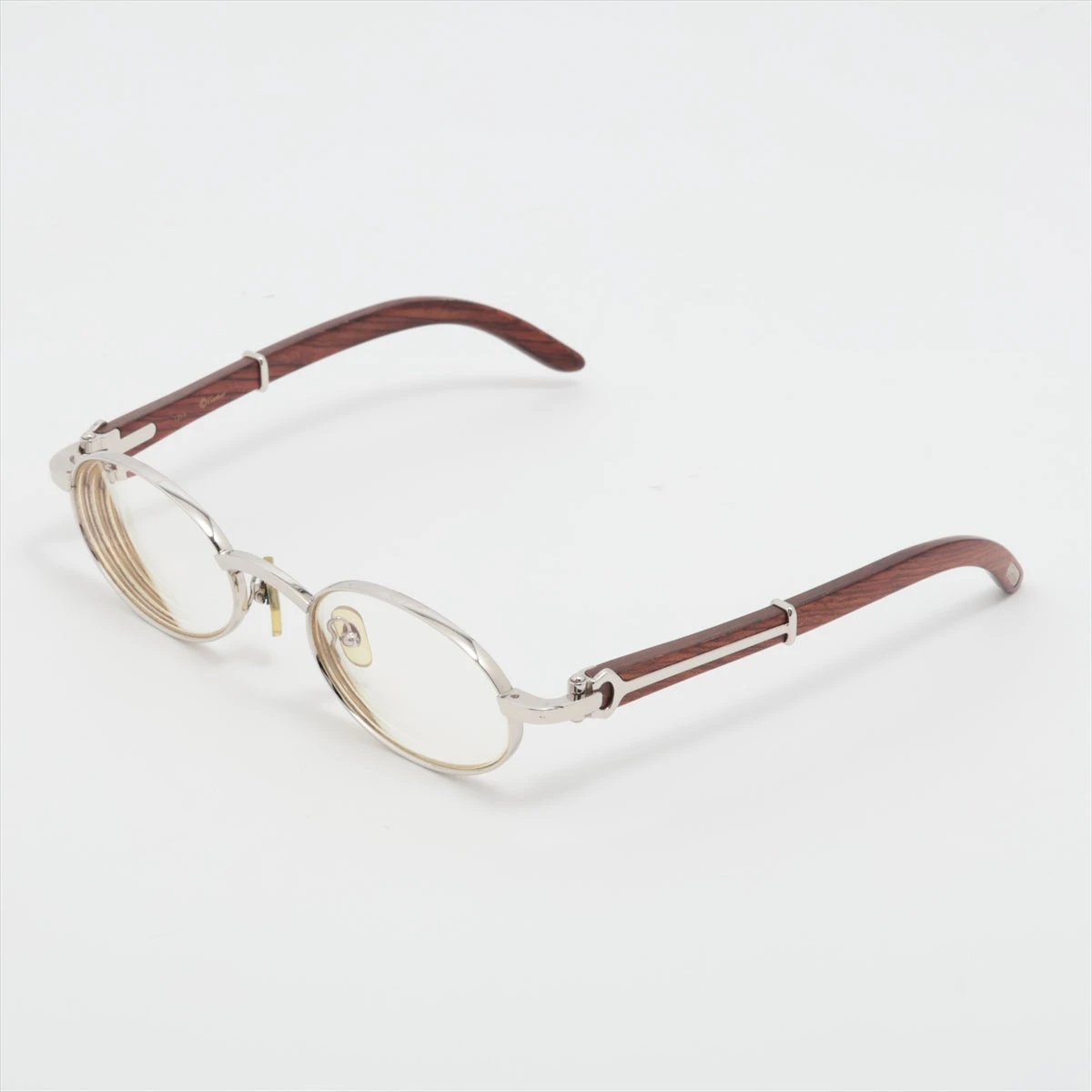 カルティエ ウッドテンプル メガネ GP×ウッド シルバー A3341552｜中古