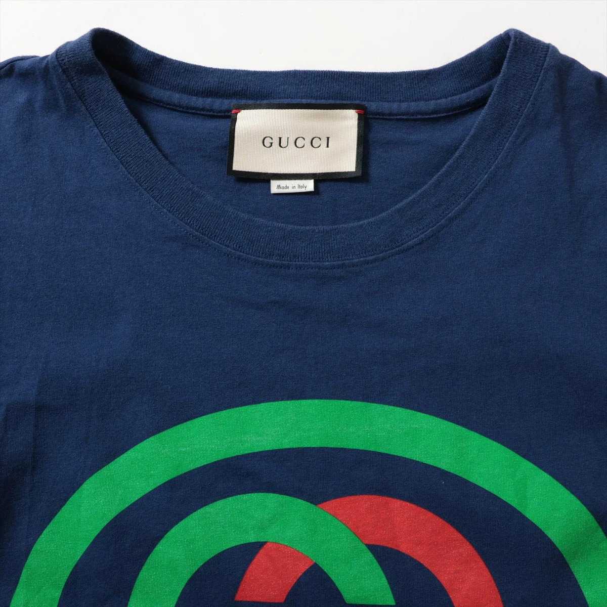 グッチ インターロッキングG コットン Tシャツ L メンズ ブルー 565806 