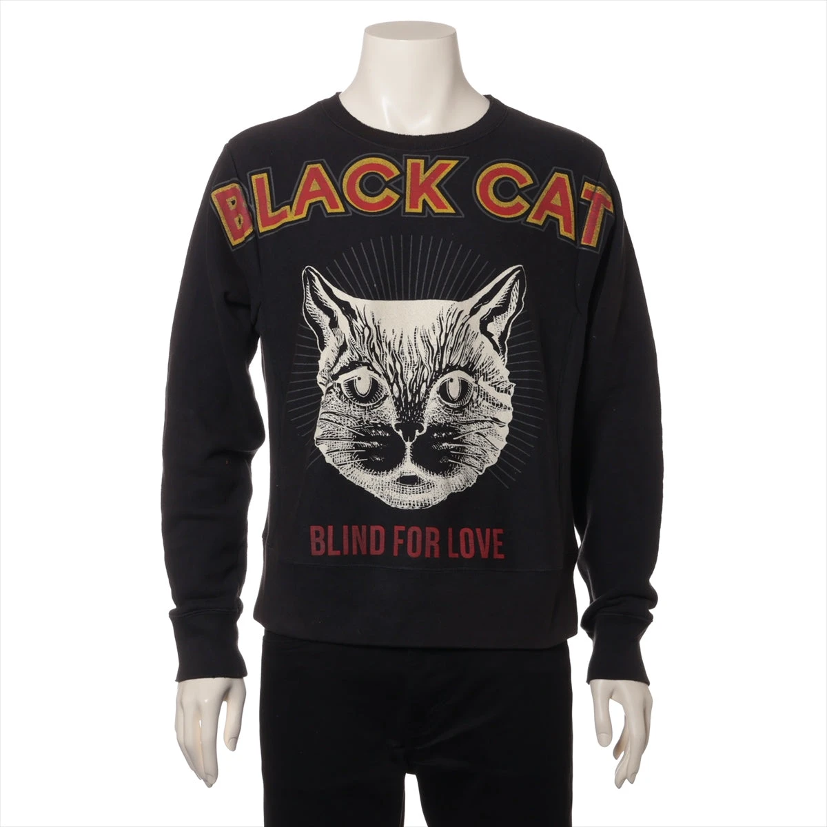 グッチ コットン スウェット XS メンズ ブラック ブラックキャット 