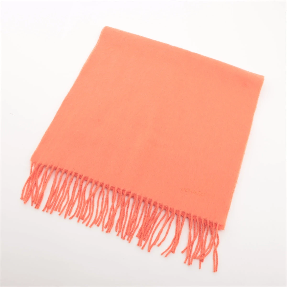 エルメスHERMES オレンジ カシミヤ マフラー HERMES エルメス マフラー ロゴ 刺繍 カシミヤ100% オレンジ