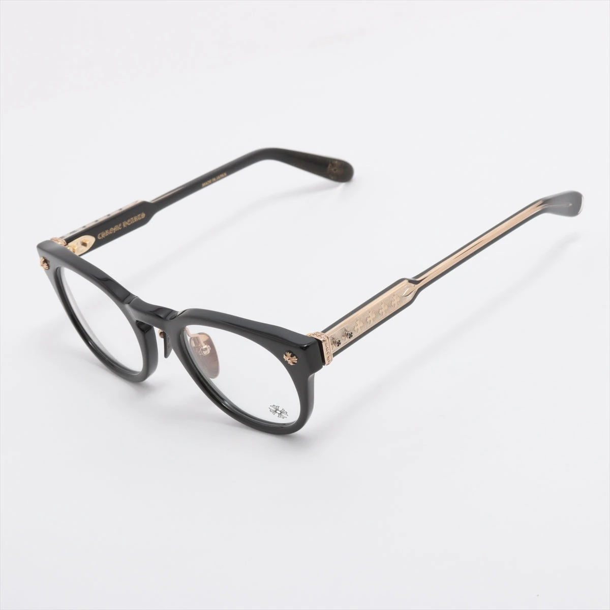 ★CHROME HEARTS★DINGALONGLINGLONG 49 24 147 メガネ 眼鏡 クロムハーツ メガネ 素材不明 ブラック×ゴールド 49□24-147